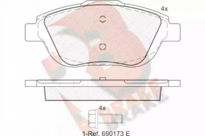 R BRAKE rb1925 -  Комплект тормозных колодок, дисковый тормоз